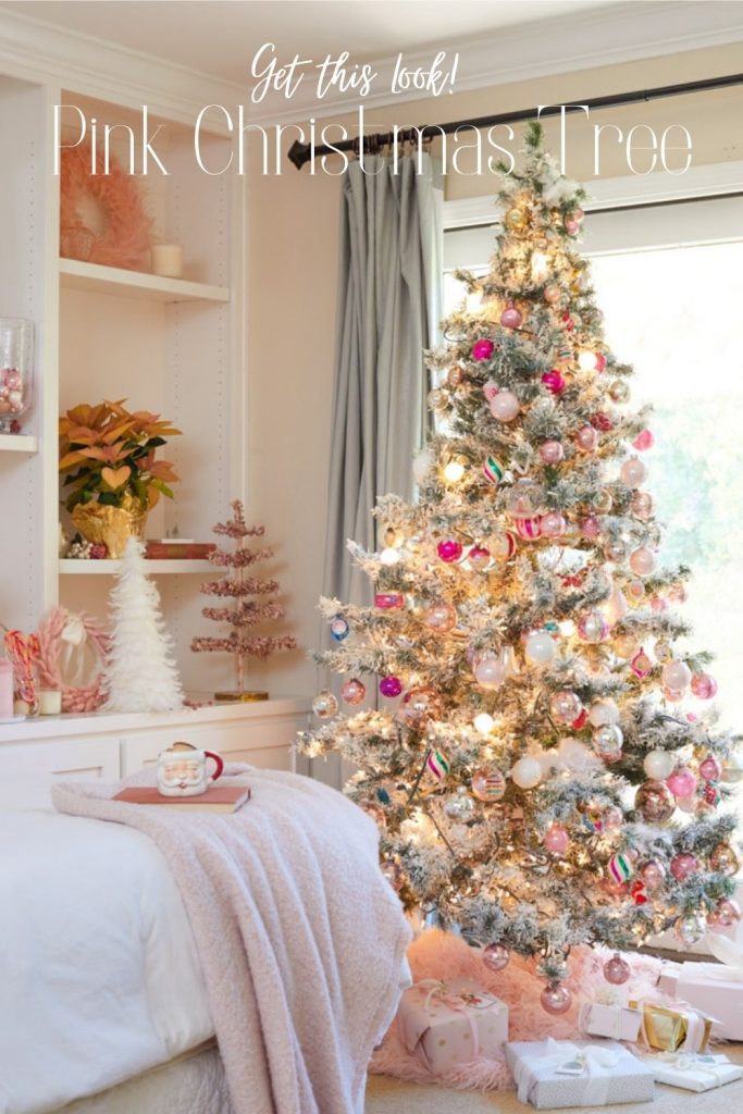 pink theme christmas tree pin