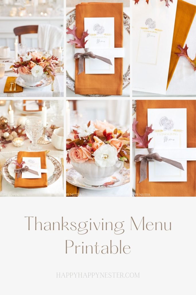 thanksgiving dinner menu template pin