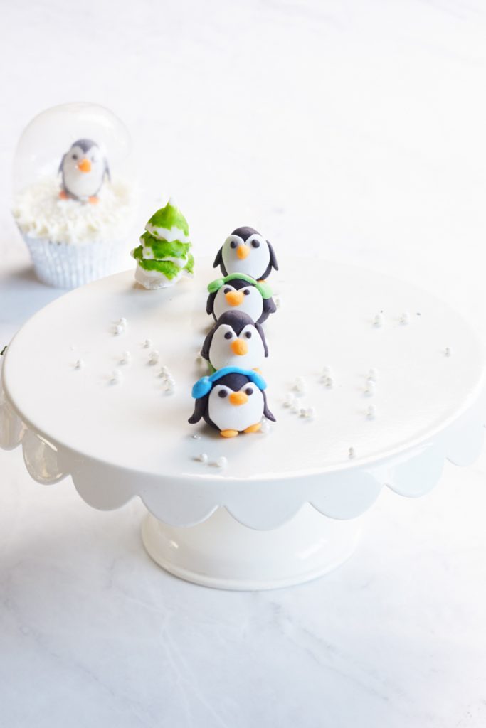 cupcake snow globes with penguins