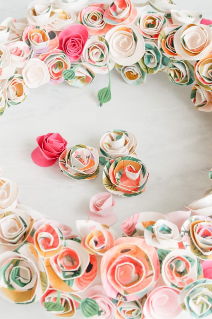 paper rosette wreath with rifle paper
