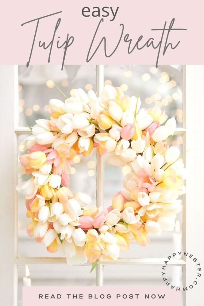 Pastel Spring Decor  Happy Easter Tulip Wreath - TwoInspireYou