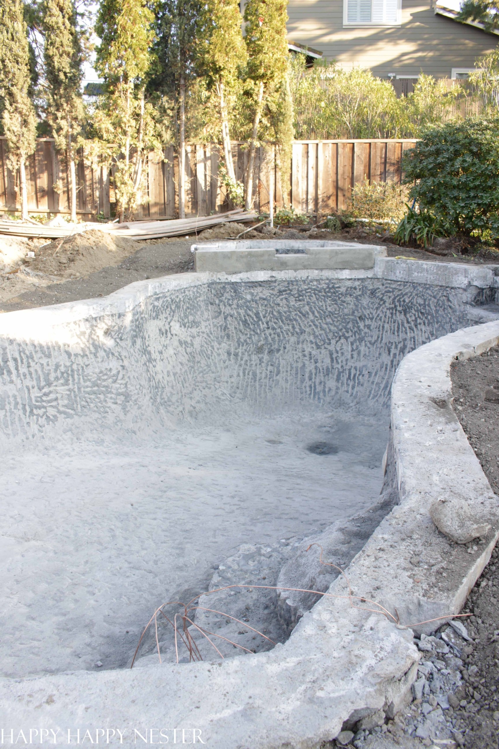 backyard makeover with pool plastering
