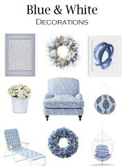 blue and white decorations