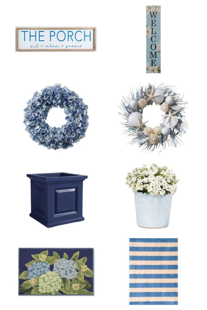 blue and white decorations