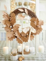 Paper Wreath DIY (Paper Bag Leaves)