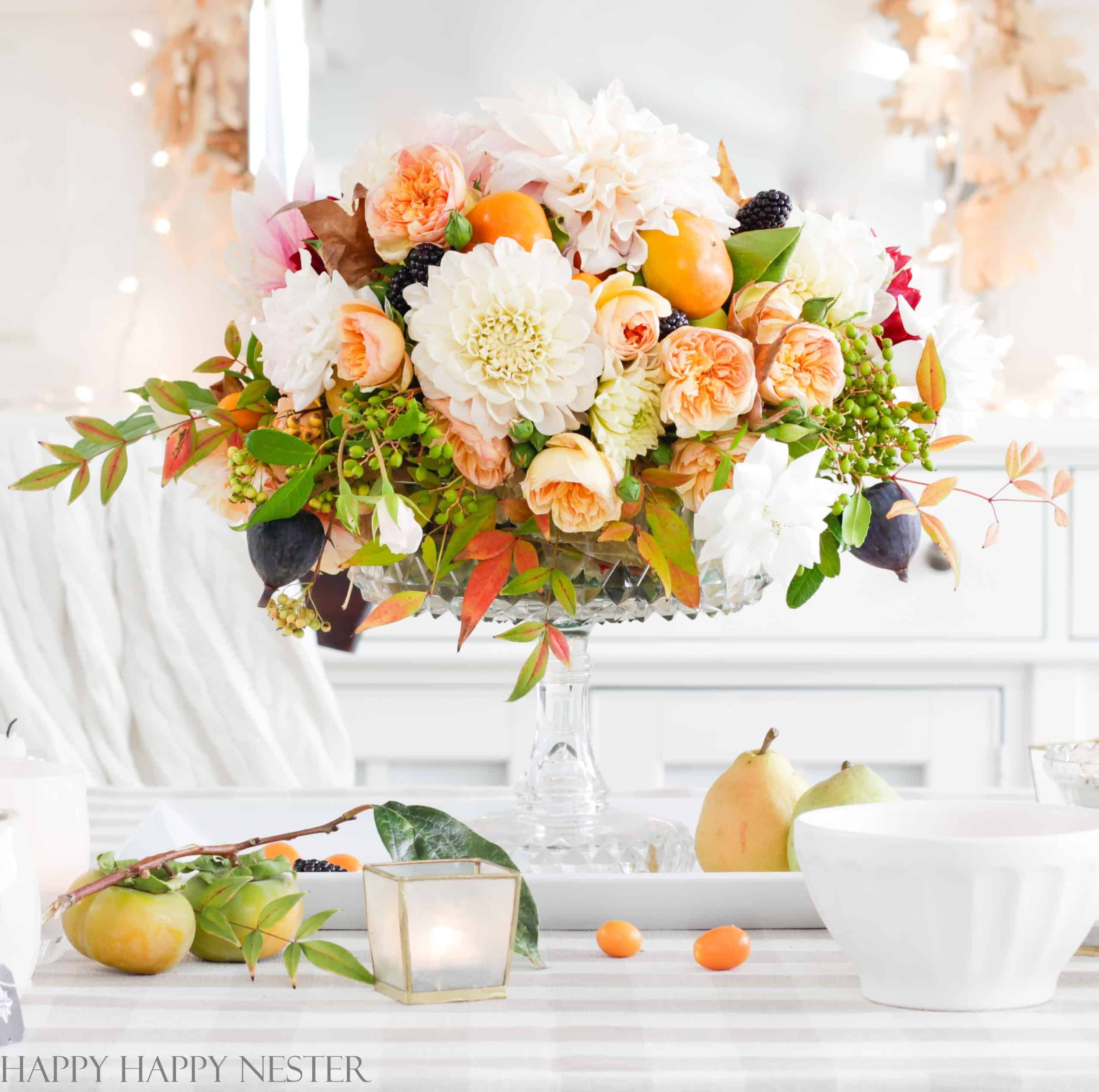 flower arrangement with fruit