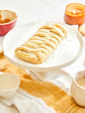 puff pastry on a cakestand