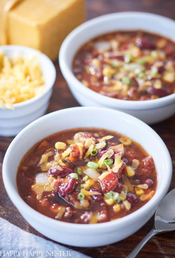 a big bowl of chili in a white bowl which is part of a collection of the best winter recipes