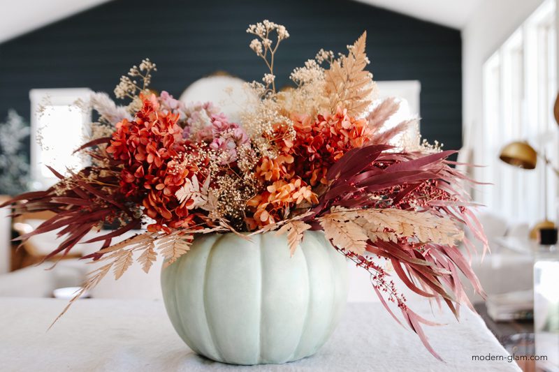 Vintage Pumpkin Dried Flower Arrangement