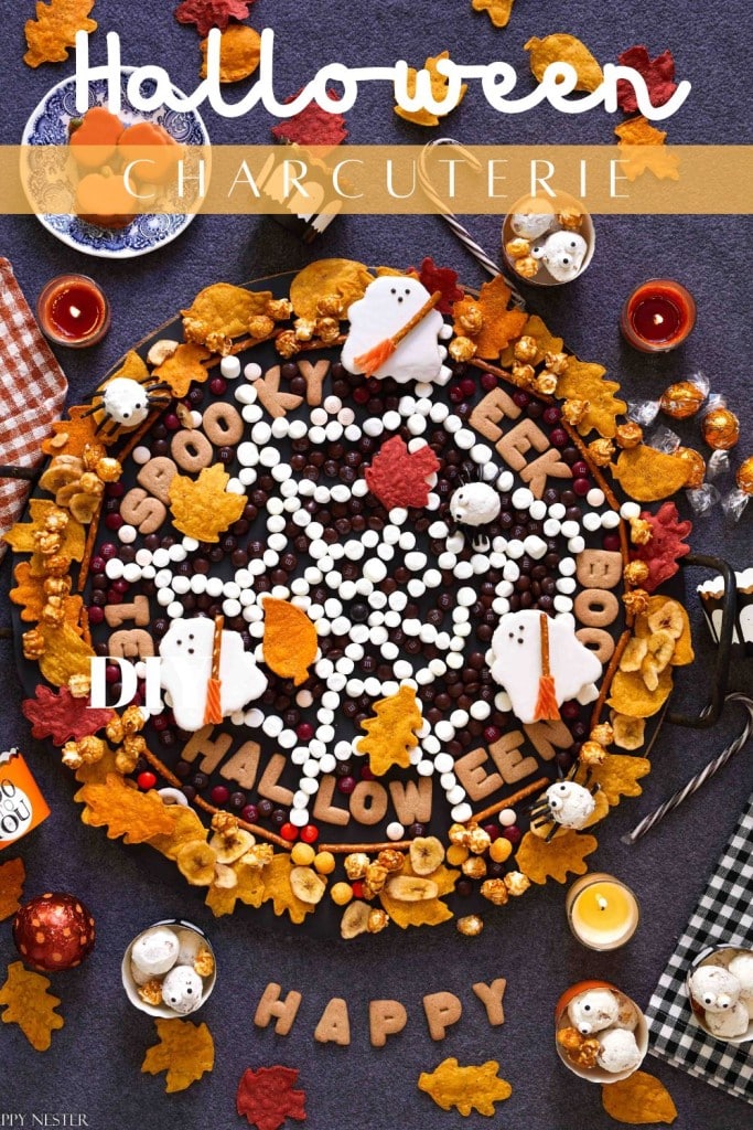 halloween charcuterie board pin image