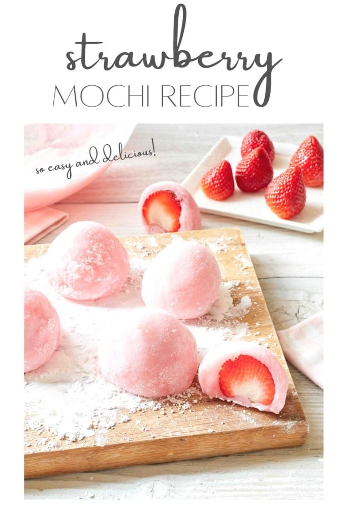 strawberry mochi recipe pin image