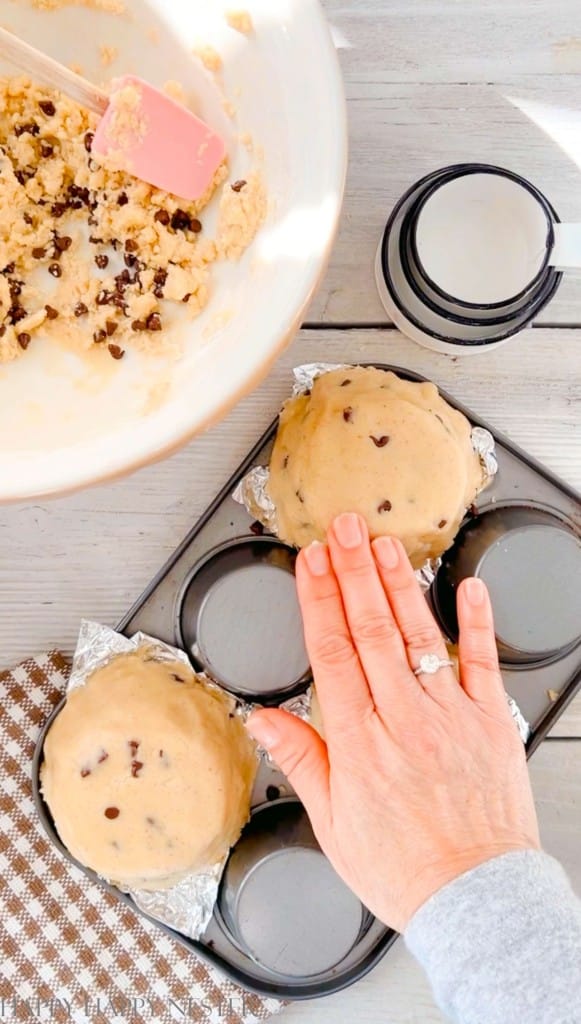 chocolate chip cookie cups upside down muffin tin