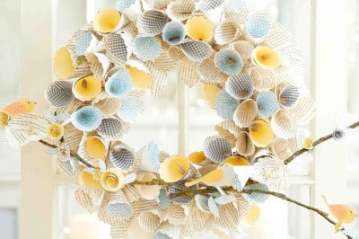 dahlia book page wreath diy
