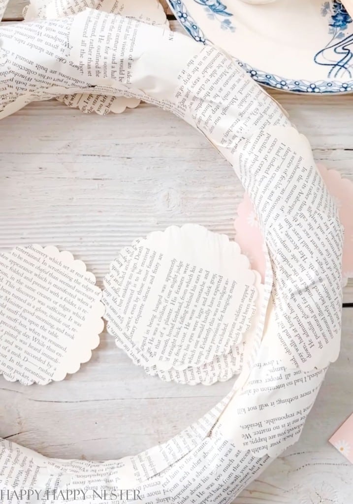 how to make a book page wreath