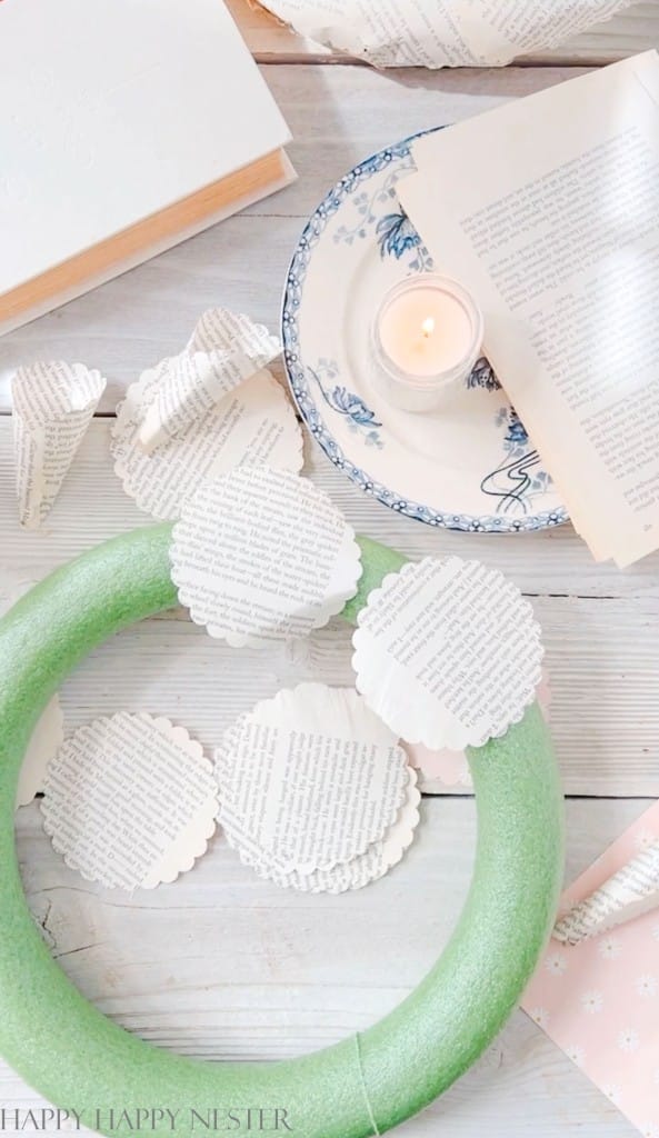 Book Page Wreath DIY - Happy Happy Nester