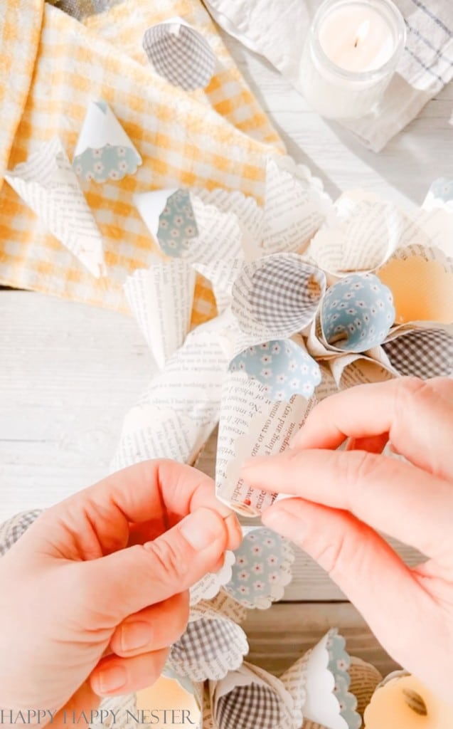 how to make a book page wreath