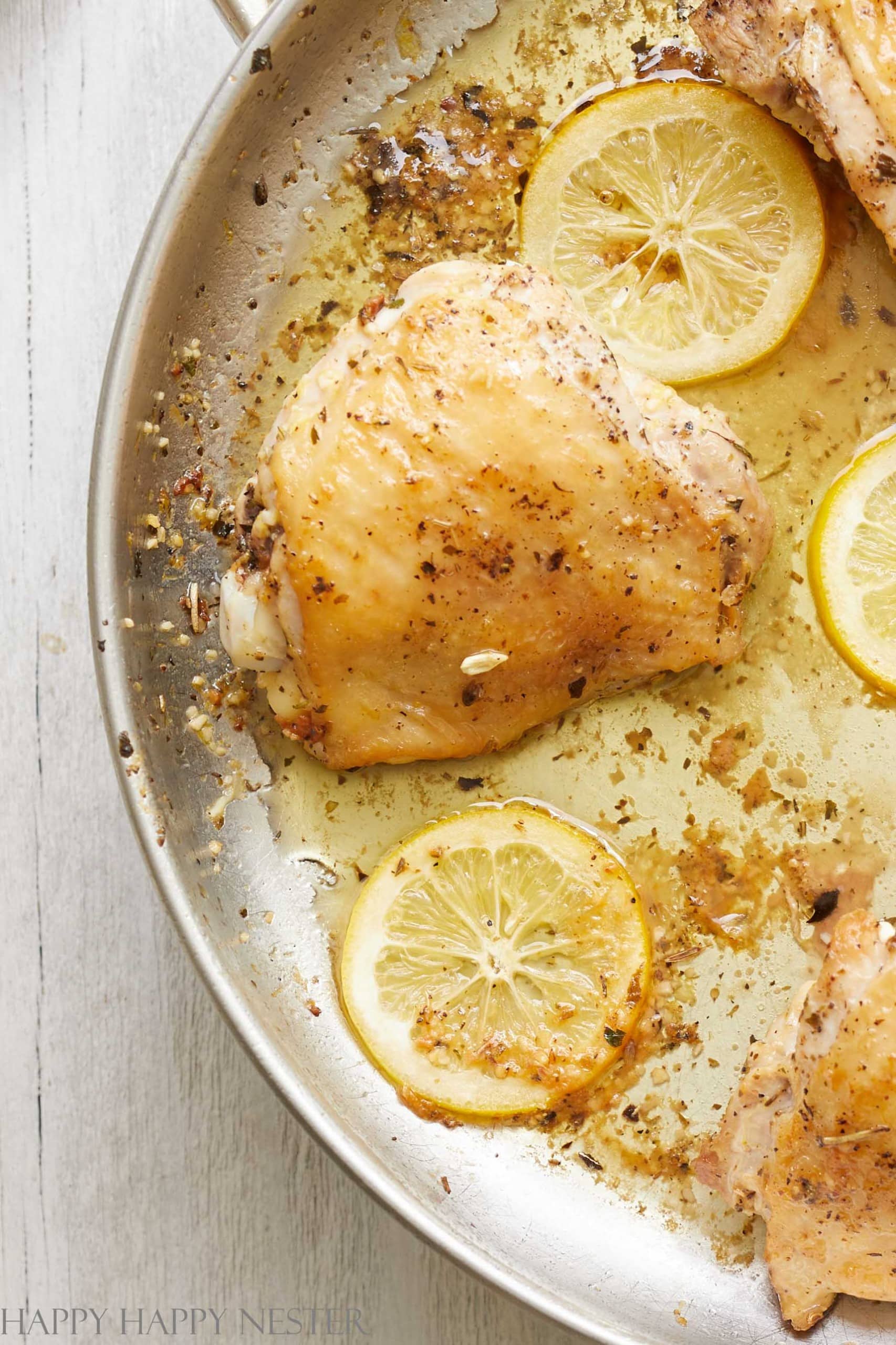 Pan Fried Chicken Thighs (Lemon and Herbs) - Happy Happy Nester