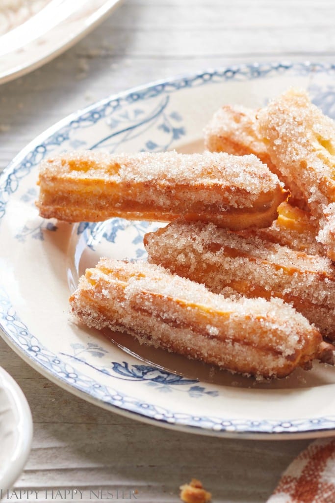 closeup of churros for an easy christmas tree recipe roundup