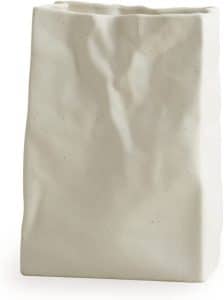 white ceramic base shaped like a bag