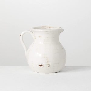 white farmhouse styled pitcher