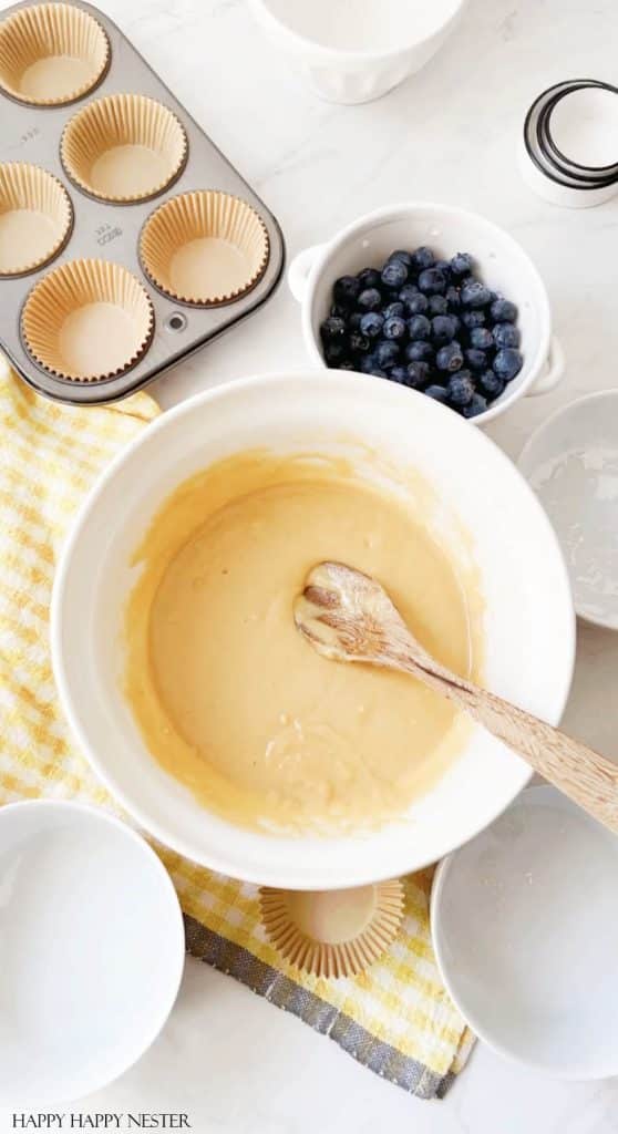 a bowl of batter for blueberries