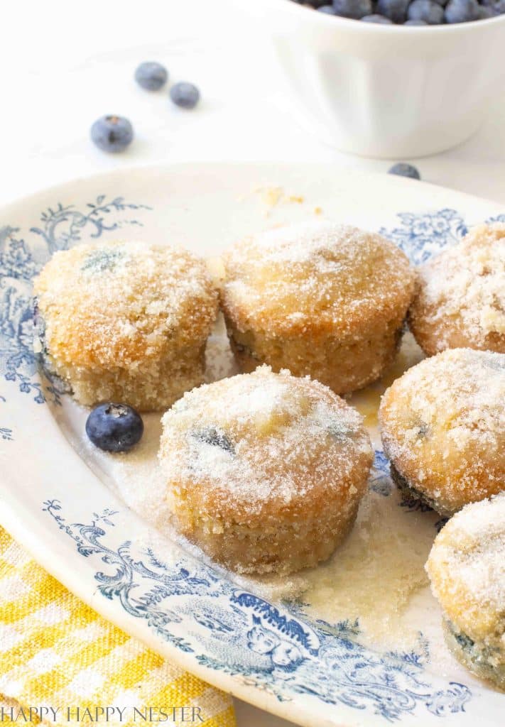 gluten free blueberry muffins on a french blue plate