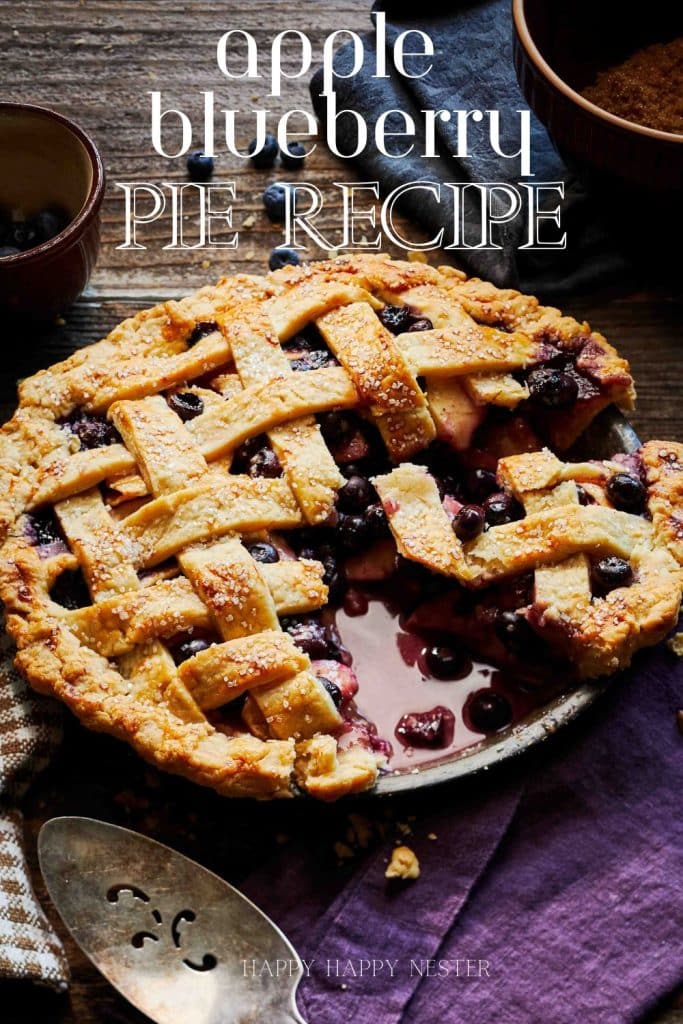 Apple blueberry pie recipe pin image