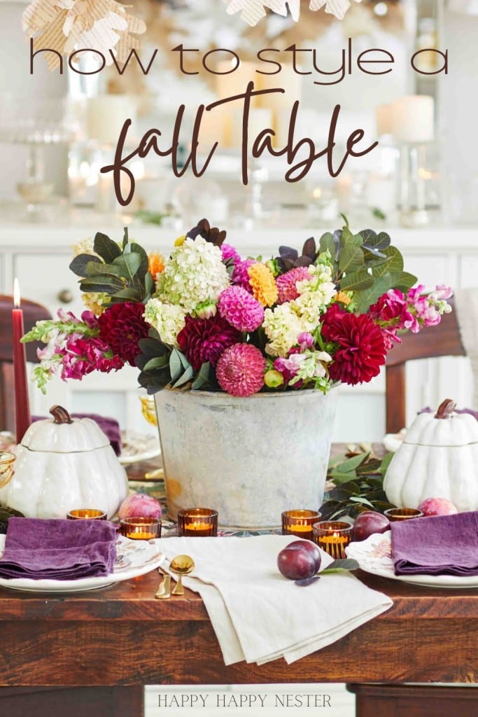 fall dining room table decor pin image