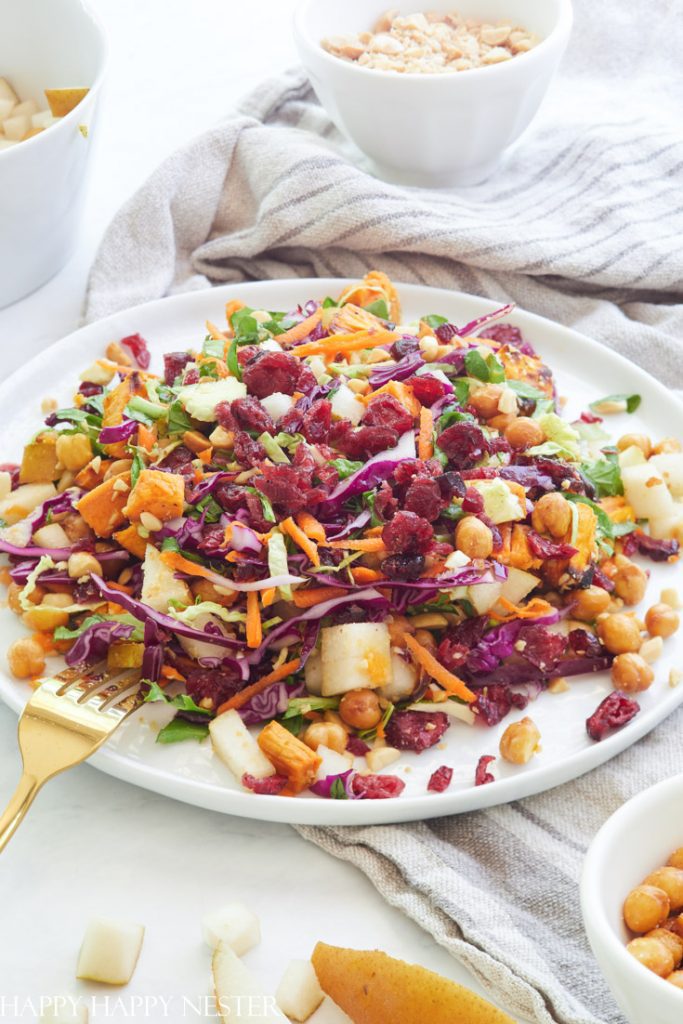 a cranberry, yams salad on a white plate is part of a salad bowl ideas roundup