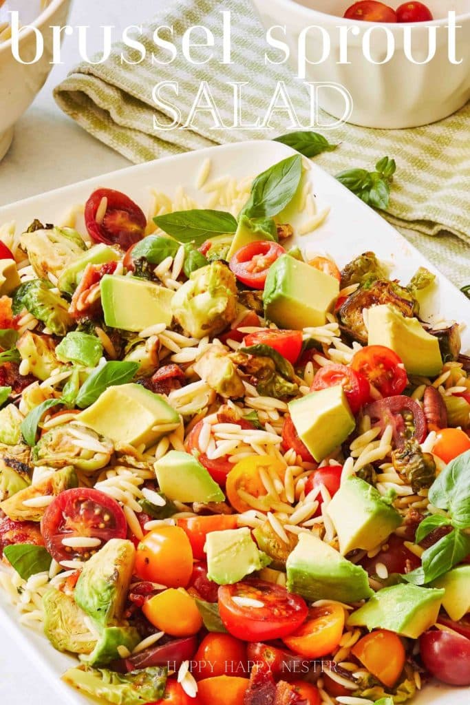 warm brussel sprout salad recipe pin image