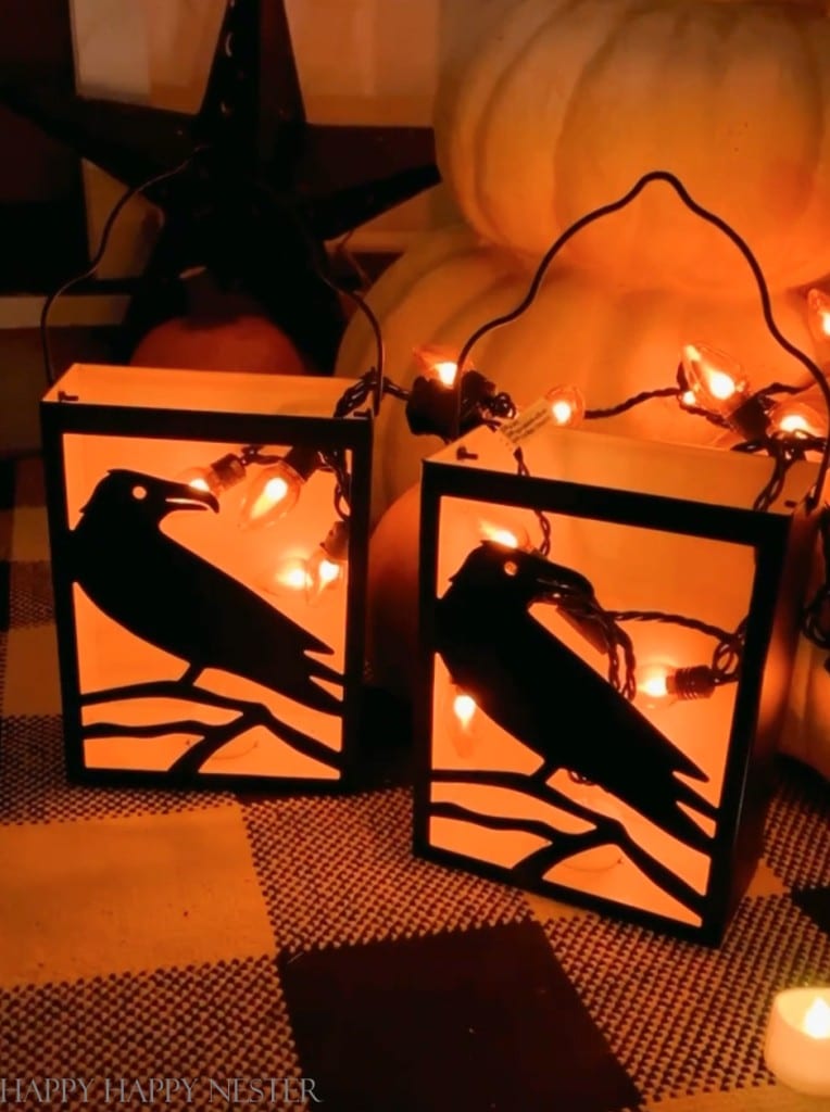 porch lanterns with crows