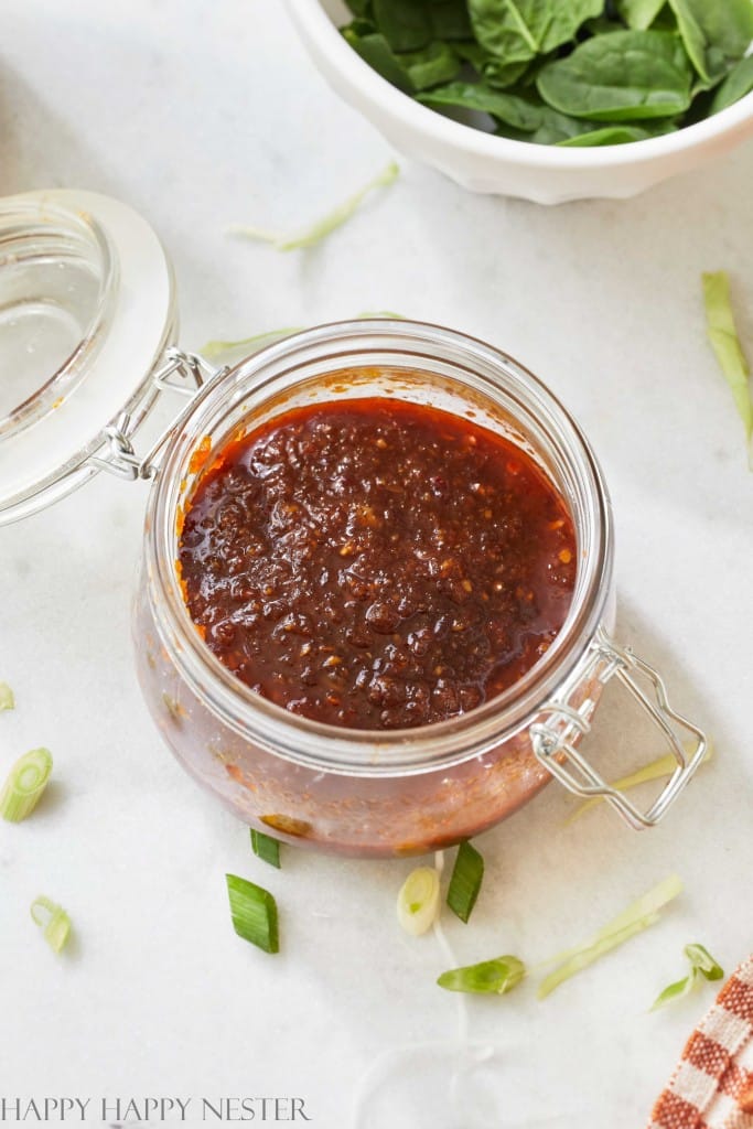 a jar of chili sauce