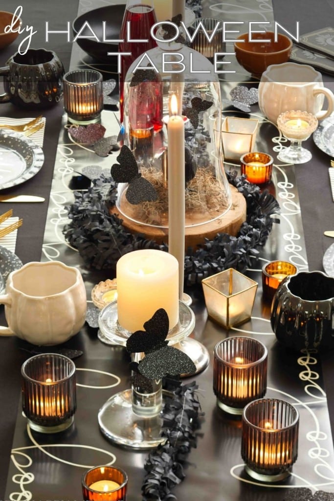 decorating a table for Halloween pin image