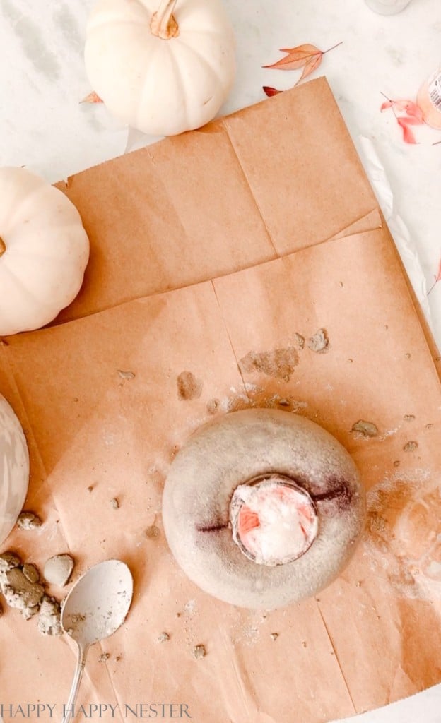 Cement pumpkins being made