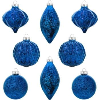 blue and gold christmas tree decorations