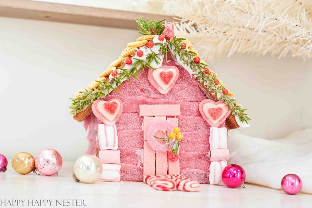 a pink gingerbread house