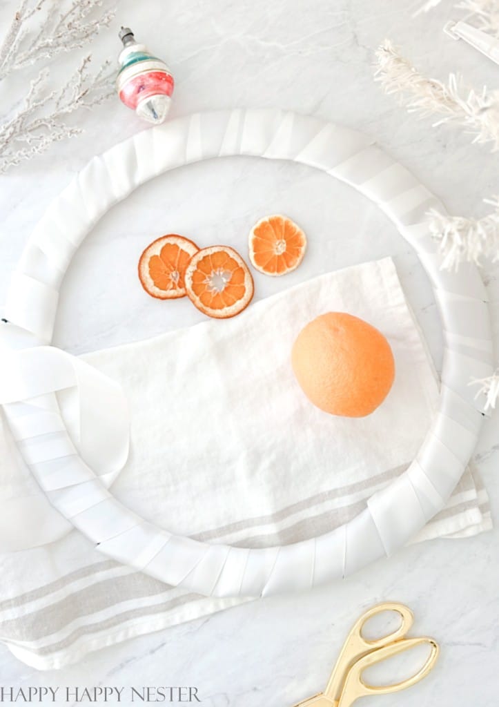 how to attach orange slices to a wreath