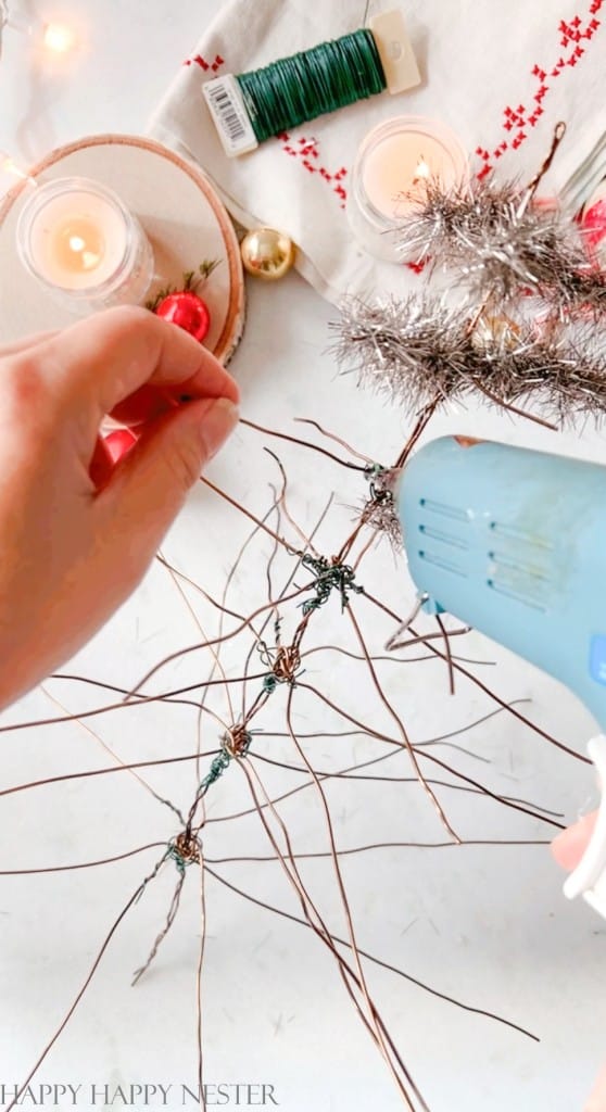 step by step instructions on how to make a vintage tinsel christmas tree