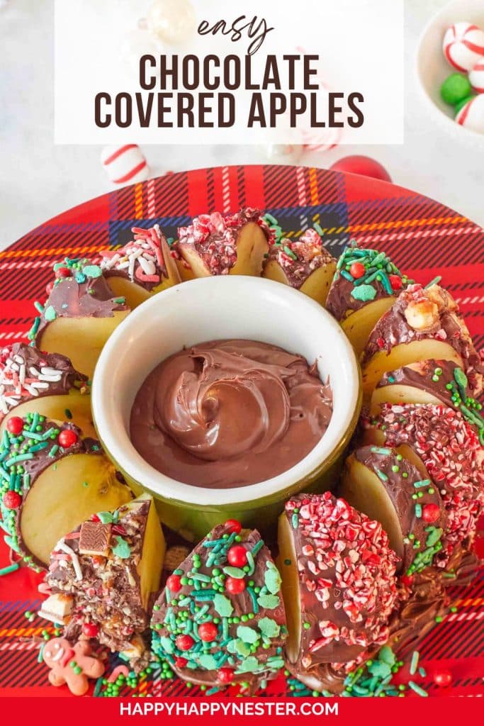 Make these Chocolate-Covered Apples for Christmas. They're a fun, tasty mix of juicy apples and rich chocolate – super easy to make and perfect for spicing your holiday sweets!
