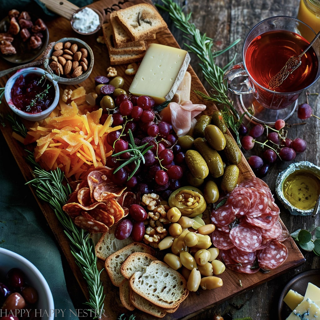 A savory charcutierie board for this new year's eve charcuterie board ideas post