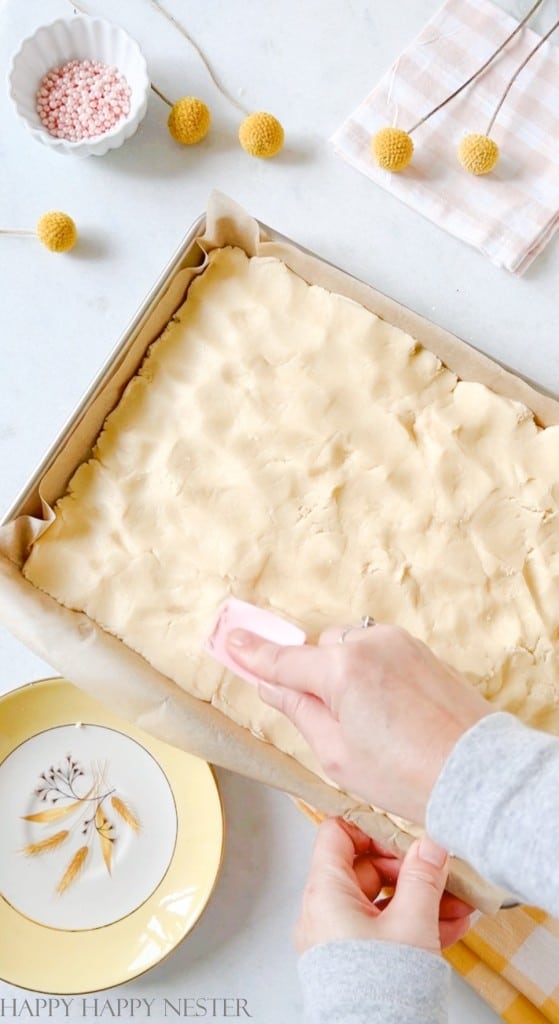 a tray of sugar cookie dough ready to bake