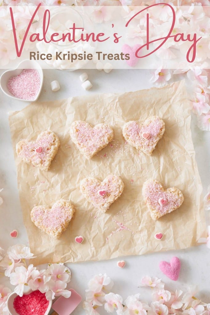 Valentine's Day Rice Krispie Treats Recipe pin image