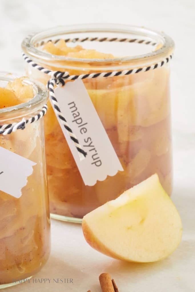 applesauce with maple syrup in a little glass jar