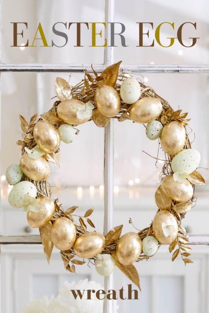 This stunning Easter Egg Wreath adorned with gold leaf is lovely. After spotting a pricey version online, I opted to craft my own. The result is a splendid golden wreath that's both one-of-a-kind and homemade. Gather faux wooden eggs, a gold leaf adhesive set, sealer, and gold leaf sheets, and you're all set to create your own Easter egg masterpiece.