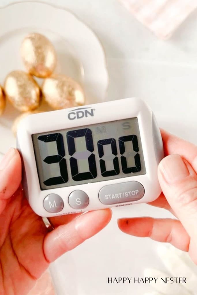 a timer that is set for 30 minutes for the adhesive drying time.
