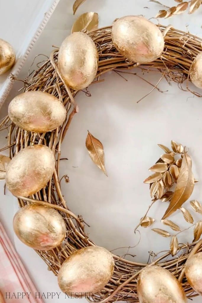 close up of an Easter egg wreath