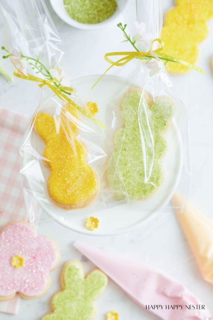 Easter cookie gifts in cellophane bags