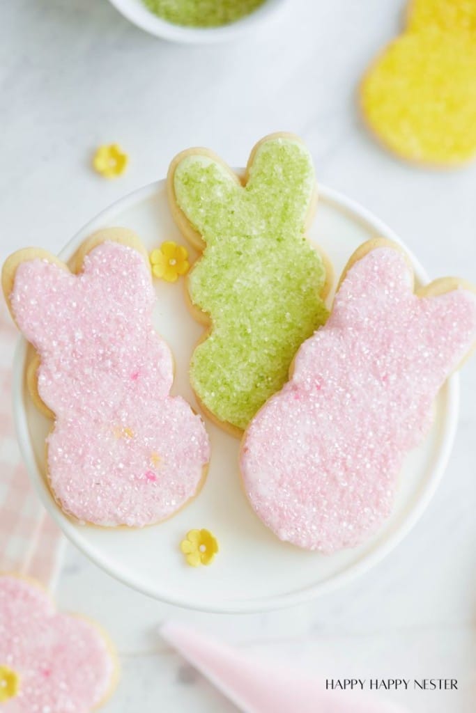close up of pink bunny cookies