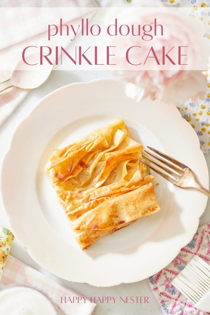 Phyllo Dough Crinkle Cake Recipe pin image