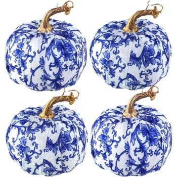 blue and white fall decor